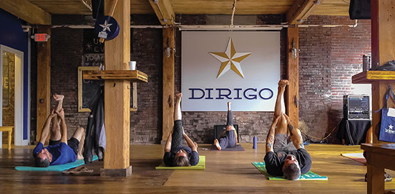 Yoga session at Dirigo Brewing Company in Biddeford