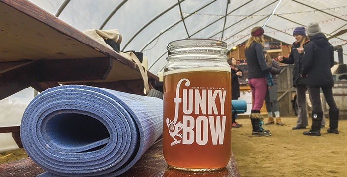 Yoga and beer at Funky Bow Brewery in Portland, ME